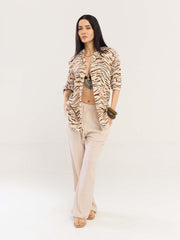 Beige Gauze Pull-on Pants